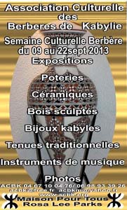 9 au 21 septembre : SEMAINE CULTURELLE BERBÈRE 2013